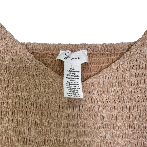 Japna Women’s L Tan Floral Smocked Long Sleeve Dress - Picture 4 of 6